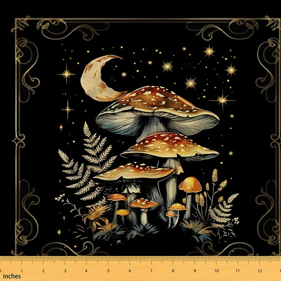 jejeloiu Vintage Mushroom Fabric by the Yard 10 Yards,Natural Plant Room Decor Fabric by the Yard,Galaxy Starry Night Sewing Fabric For Child,Super Cozy Room Decor
