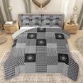 thumbnail image 1 of jejeloiu Vintage Patchwork Checkered Queen Comforter Set,Gray Geometric Flower Bedding Sets,Rhombus Circle Dot Bedding Comforter Set For Kids,Ultra Soft Home Decor Reversible,3-Piece, 1 of 8