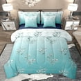 thumbnail image 1 of jejeloiu Vintage Plants Floral 7pcs Bedding Comforter Set,Retro Flowers Queen Bedding Sets,Cyan Green Queen Sheet Sets For Men Women,Breathable Home Decor Reversible, 1 of 8