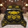 thumbnail image 1 of jejeloiu Vintage Skull Full Size Comforter Sets,Gothic Skeleton Pattern Bedding Comforter Set,Yellow Country Floral Bedding Sets For Adults,Microfiber Bedroom Decor Reversible,3 Pieces, 1 of 8