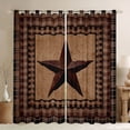 thumbnail image 1 of jejeloiu Vintage Texas Stars Black Out Curtains,Retro Geometric Plaid Curtains Pack of 2 (42x63 Each) For Cowboy Kids, 1 of 6