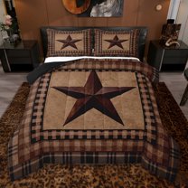 jejeloiu Vintage Texas Stars Twin Comforter Sets,Retro Geometric Plaid Bedding Set For Cowboy Kids Reversible 2pcs