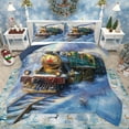 thumbnail image 1 of jejeloiu Vintage Train Bedding Comforter Set,Steam Engine Twin Comforter Sets,Green Godl Blue Bedding Set For Boys Kids,Luxury Bedroom Decor Reversible,2pcs, 1 of 8