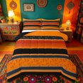 thumbnail image 1 of jejeloiu Vivid Paisley Queen Comforter Set For Men Women,Floral Print Comforter Sets Queen,Orange Black,Black Reversible,3-Piece,1 Comforter and 2 Pillowcases, 1 of 7