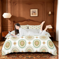 thumbnail image 1 of jejeloiu Warm Mandala Duvet Cover Queen For Men Women,Natural Print Queen Bedding,Green Orange Beige,Light Gray Reversible,3 Pieces,1 Duvet Cover and 2 Pillowcases, 1 of 6
