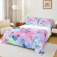 thumbnail image 1 of jejeloiu Watercolor Butterflies Full Size Sheets,Multicolor Splatter Ink Bed Sheets,Gradient Pink Blue Sheet Sets For Child Breathable Home Decor,4pcs, 1 of 7