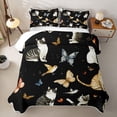 thumbnail image 1 of jejeloiu Watercolor Cat Butterfly Quilt King For Kids,Colorful Cute Pet Animals King Coverlet Set For Girls,3 Pieces, 1 of 7