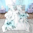 thumbnail image 1 of jejeloiu Watercolor Floral 7-Piece Bedding Comforter Set,Retro Flower Blossom King Bedding Sets,White Cyan Bed Sheets For Teens,Breathable Home Decor Reversible, 1 of 8