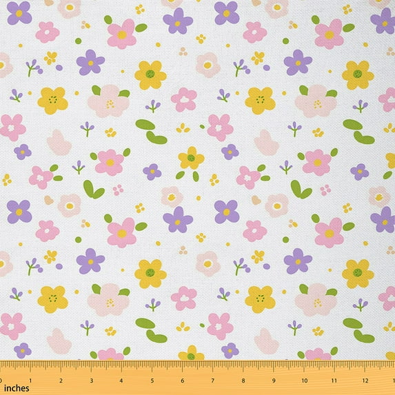 jejeloiu Watercolor Flower Floral Fabric by the Yard 3 Yards,Colorful Kawaii Daisy Sewing Fabric,Natural Theme Fabric for Sewing For Child,Breathable Home Decor