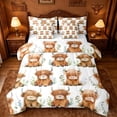 thumbnail image 1 of jejeloiu Watercolor Highland Cow 7-Piece Bedding Comforter Set Kids,Cute Farm Print King Bedding Sets For Boy,Reversible, 1 of 7
