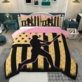 thumbnail image 1 of jejeloiu Watercolor Ice Cream Full Size Comforter Sets,Baseball Sport Game Bedding Comforter Set,Pink Yellow Black Bedding Sets For Boys Girls,Breathable Home Decor Reversible,3pcs, 1 of 8