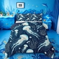 thumbnail image 1 of jejeloiu Watercolor Jellyfish Full Size Comforter Sets,Floral Underwater Bedding Comforter Set For Boys,Navy Blue,Navy Blue Reversible,3-Piece,1 Comforter and 2 Pillowcases, 1 of 7