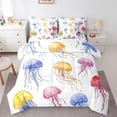 thumbnail image 1 of jejeloiu Watercolor Jellyfish Twin Bedding Sets 7-Piece,Ocean Animal Bedding Comforter Set,Colorful Splashing Ink Sheet Sets For Boys Girls Kids,Microfiber Bedroom Decor Reversible, 1 of 8