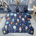 thumbnail image 1 of jejeloiu Watercolor Kawaii Rocket 7-Piece Twin Bedding Sets,Cartoon Stars Print Bedding Comforter Set For Boys Men Reversible, 1 of 8