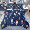 thumbnail image 1 of jejeloiu Watercolor Kawaii Rocket Twin Comforter Sets,Cartoon Stars Print Bedding Set For Boys Men Reversible 2-Piece, 1 of 8