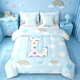 thumbnail image 1 of jejeloiu Watercolor Loves Initial L 7pcs Bedding Comforter Set For Kids,Rainbow Cloud Monogram Art Queen Bedding Sets For Girls,Colorful Stars Reversible, 1 of 7