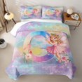 thumbnail image 1 of jejeloiu Watercolor Monogram G Letter Quilt Full For Girls,Flower Rainbow Stars Print Full Bedspread Sets,3-Piece, 1 of 7