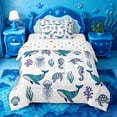 thumbnail image 1 of jejeloiu Watercolor Ocean Life Twin Comforter Sets,Turtle Whale Print Bedding Set For Boys,Multicolor,Polkadot Reversible,2pcs,1 Comforter and 1 Pillowcase, 1 of 7