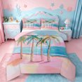 thumbnail image 1 of jejeloiu Watercolor Palm Beach Full Size Comforter Sets For Girls,Pastel Coastal Art Bedding Comforter Set,Pink Blue,Pink Reversible,3-Piece,1 Comforter and 2 Pillowcases, 1 of 7