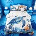 thumbnail image 1 of jejeloiu Watercolor Sea Turtle Bedding,Coral Reef Starfish Duvet Cover Full For Boys,Blue Orange,Polkadot Reversible,3pcs,1 Duvet Cover and 2 Pillowcases, 1 of 6