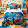 thumbnail image 1 of jejeloiu Watercolor Sea Turtle Twin Comforter Sets,Ocean Coral Pattern Bedding Set For Boys,Multicolor Blue,Polkadot Reversible,2 Pieces,1 Comforter and 1 Pillowcase, 1 of 7