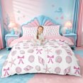 thumbnail image 1 of jejeloiu Watercolor Seashell Starfish Bedding For Girls,Pink Bow Duvet Cover Full,Pink White,Pink Reversible,3 Pieces,1 Duvet Cover and 2 Pillowcases, 1 of 6