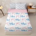 thumbnail image 1 of jejeloiu Watercolor Shark Ribbon Zipper Twin Comforter Sets with Fitted Sheet and 2 Pillowcases For Girls,Cute Nautical Bow Zipper Bedding Set,White Pink,Pink Reversible,4-Piece, 1 of 7