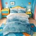 thumbnail image 1 of jejeloiu Watercolor Wave Full Size Comforter Sets,Coastal Beach Bedding Comforter Set For Boys,Blue Beige,Reversible,3pcs,1 Comforter and 2 Pillowcases, 1 of 7