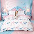 thumbnail image 1 of jejeloiu Watercolor Whale Ribbon Bedding For Girls,Delicate Coastal Print Duvet Cover Full,White Blue,Pink Reversible,3-Piece,1 Duvet Cover and 2 Pillowcases, 1 of 6