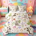 thumbnail image 1 of jejeloiu Watercolor Woodland Cat 7pcs Bedding Comforter Set For Kids,Floral Kitten Print Queen Bedding Sets For Girl,Reversible, 1 of 7