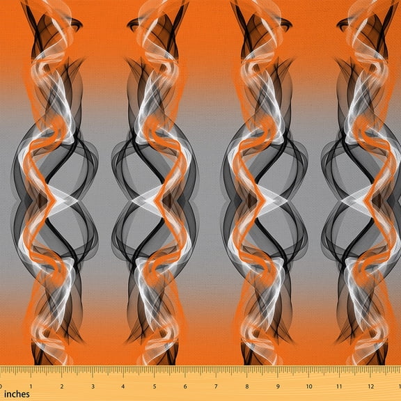 jejeloiu Wave Stripe Lines Fabric (5 Yards),Modern Geometric Aesthetic Orange,Microfiber Sewing Decor For Kids