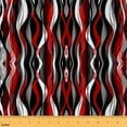 thumbnail image 1 of jejeloiu Wave Stripes Lines Fabric by the Yard 1 Yard,Modern Geometric Aesthetic Home Decor Fabric by the Yard,Red Gray Geometric Sewing Fabric For Children,Microfiber Bedroom Decor, 1 of 6