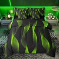 thumbnail image 1 of jejeloiu Waves Geometric Stripe 7-Piece Twin Bedding Sets,Black Green Bedding Comforter Set For Adults Reversible, 1 of 8