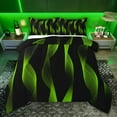 thumbnail image 1 of jejeloiu Waves Geometric Stripe Queen Comforter Set,Black Green Bedding Comforter Set For Adults Reversible 3-Piece, 1 of 8