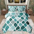 thumbnail image 1 of jejeloiu Waves Striped Lines 7 Pieces Bedding Comforter Set,Boho Gemoetric Pattern Full Bedding Set,Cyan Mermaid Print Abstract Fitted Sheet Flat Sheet For Adults,Super Cozy Room Decor Reversible, 1 of 8