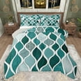 thumbnail image 1 of jejeloiu Waves Striped Lines Queen Comforter Set,Boho Gemoetric Pattern Bedding Sets,Cyan Mermaid Print Abstract Bedding Comforter Set For Adults,Super Cozy Room Decor Reversible,3-Piece, 1 of 8