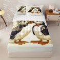thumbnail image 1 of jejeloiu Wedding Seagull Couple Zipper Twin Comforter Sets with Fitted Sheet and 2 Pillowcases Kids,Watercolor Love Bird Print Zipper Bedding Set For Girls,Reversible,4 Pieces, 1 of 7