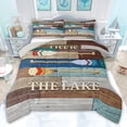 thumbnail image 1 of jejeloiu Welcome Lake House Queen Comforter Set,Multicolor Vintage Wooden Bedding Comforter Set For Men Women Reversible 3 Pieces, 1 of 8