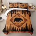 thumbnail image 1 of jejeloiu Western Bear Quilt King,Forest Silhouette King Coverlet Set For Boys,Orange Brown,3 Pieces, 1 of 7