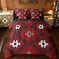 thumbnail image 1 of jejeloiu Western Boho Tribal 7 Pieces Bedding Comforter Set,Retro Aztec Geometric Full Bedding Set,Red Black White Fitted Sheet Flat Sheet For Adult,Microfiber Bedroom Decor Reversible, 1 of 8