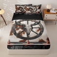 thumbnail image 1 of jejeloiu Western Bull Skull Zipper Full Size Comforter Sets with Fitted Sheet and 2 Pillowcases For Kids,Rustic Cowhide Retro Texas Stars Print Zipper Bedding Set For Boys,Reversible,4 Pieces, 1 of 7