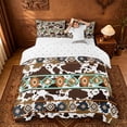 thumbnail image 1 of jejeloiu Western Cow Print Queen Duvet Cover Set Kids,Retro Aztec Geometric Bedding,Reversible,3pcs(No Comforter), 1 of 6