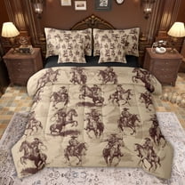 jejeloiu Western Cowboy 7-Piece Twin Bedding Sets,Vintage Shabby Chic Bedding Comforter Set For Men Women Reversible