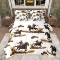 thumbnail image 1 of jejeloiu Western Cowboy Hats 7 Pieces Bedding Comforter Set,Rustic Farmhouse Horse Full Bedding Set,Brown White Fitted Sheet Flat Sheet For Boys Kids,Super Cozy Room Decor Reversible, 1 of 8