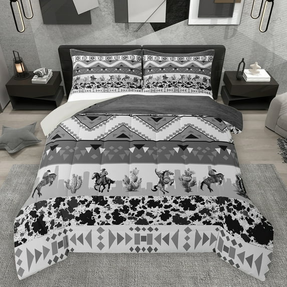 jejeloiu Western Cowboy Tribal Bedding Comforter Set,Rustic Farmhouse Cabin Twin Comforter Sets,Vintage Geometric Triangle Pattern Bedding Set For Boys Teens,Luxury Bedroom Decor Reversible,2 Pieces