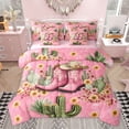 thumbnail image 1 of jejeloiu Western Cowgirl Boots 7-Piece Bedding Comforter Set,Retro Rustic Flowers King Bedding Sets,Tropical Desert Plant Cactus Bed Sheets For Girls Kids,Luxury Bedroom Decor Reversible, 1 of 8