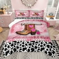 thumbnail image 1 of jejeloiu Western Cowgirl Boots Bedding Comforter Set,Pink Rose Flower Twin Comforter Sets,Cattle Cow Pattern Bedding Set For Girls Kids,Luxury Bedroom Decor,2pcs, 1 of 8