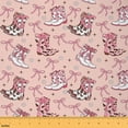 thumbnail image 1 of jejeloiu Western Cowgirl Boots Fabric by the Yard 3 Yards,Kawaii Bow Knot Sewing Fabric,Cartoon Floral Daisy Fabric for Sewing For Girls Boys,Super Cozy Room Decor, 1 of 6