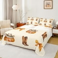 thumbnail image 1 of jejeloiu Western Cowgirl Boots Queen Sheet Sets,Hello Fall Pumpkin Flat Sheet,Orange Bow Knot Queen Fitted Sheet For Teens,Luxury Bedroom Decor,4-Piece, 1 of 7