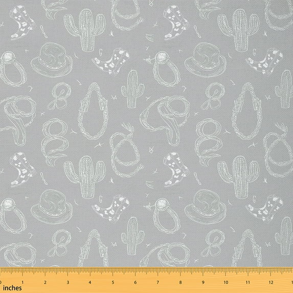 jejeloiu Western Farm Cowboy Fabric by the Yard 3 Yards,Vintage Boho Geometric Sewing Fabric,Tropical Botanical Cactus Fabric for Sewing For Boys Teens,Breathable Home Decor